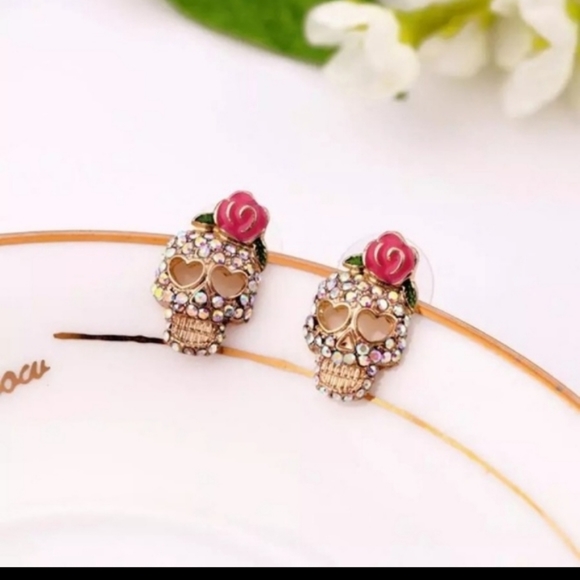 Calavera Sugar Skull Earrings - Picture 2 of 3